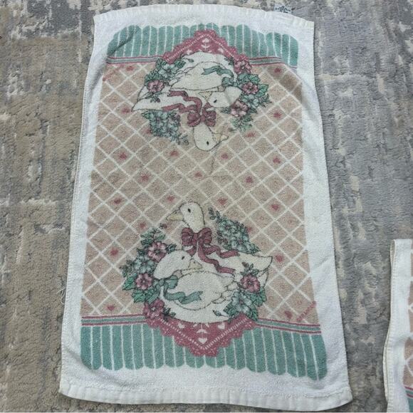 Vintage Christmas Country Geese Kitchen Towels Dishcloths Set of 5 1990s - Picture 3 of 6
